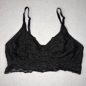 Victoria's Secret Pink Black Lace Bralette Large Soft Coquette Comfort